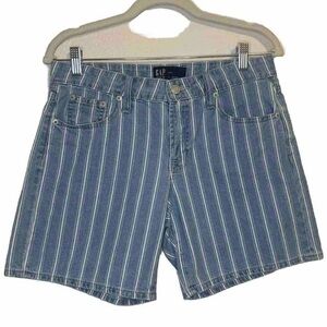 GAP Shorts Womens 4/27  Blue White Striped 5" Short Low Rise Preppy Academia